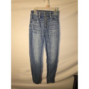 American Eagle Next Level Stretch Skinny Jeans Button Fly Womens Juniors Size 0
